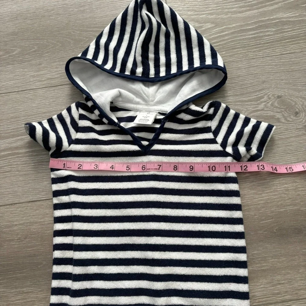 Snapper Rock Kids Navy‎ Blue White Stripe Pocket Hooded Romper 6-12 Months
